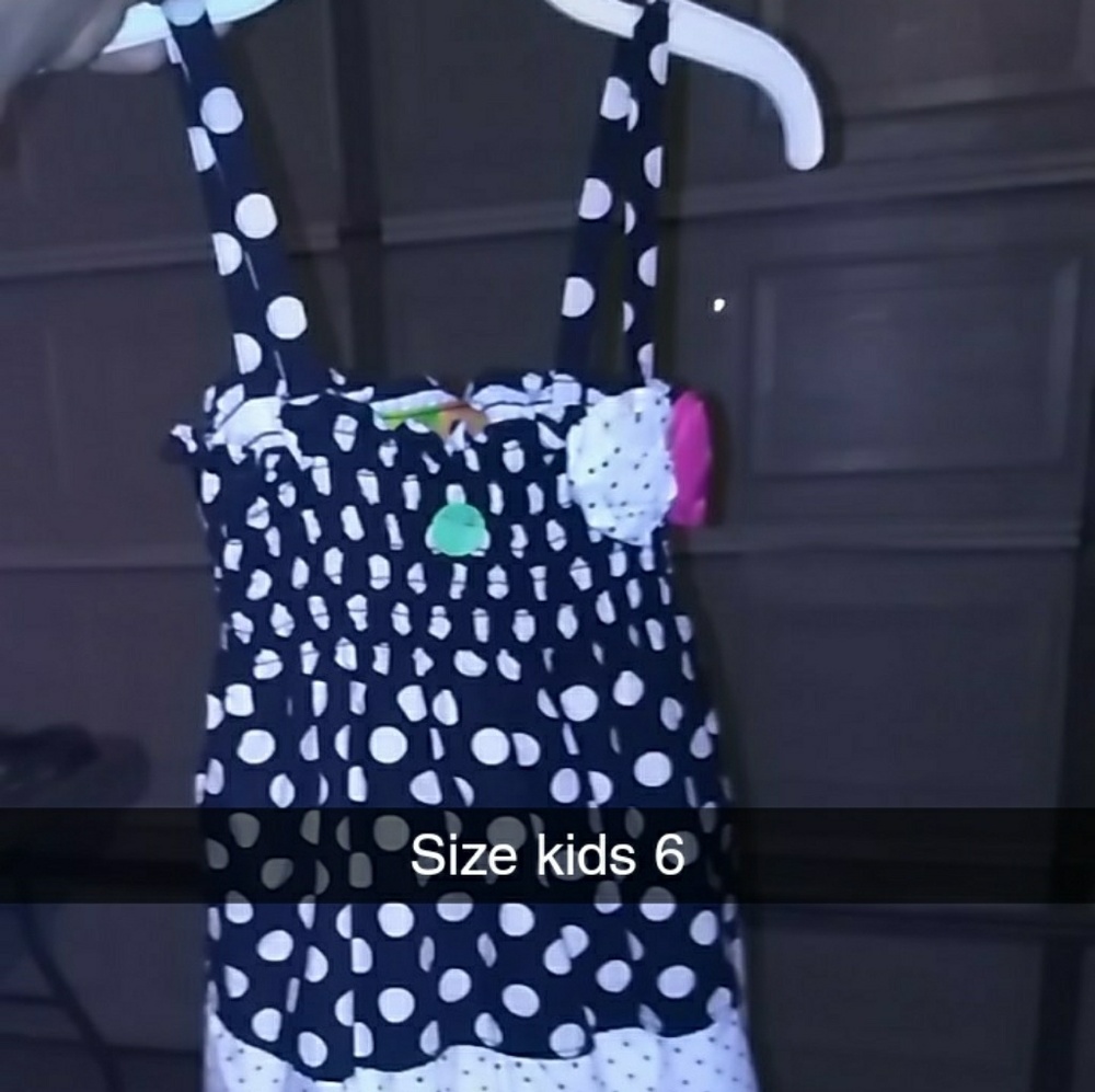 Girls white and black pot a dot dress